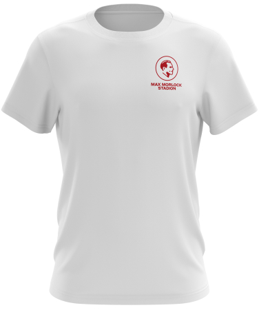 T-Shirt | unisex | dezent | weiß-rot | Max Morlock Stadion